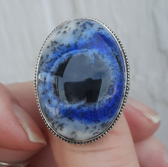 New Dendritic Opal 925 Silver Statement Ring. - Picture 8 of 8